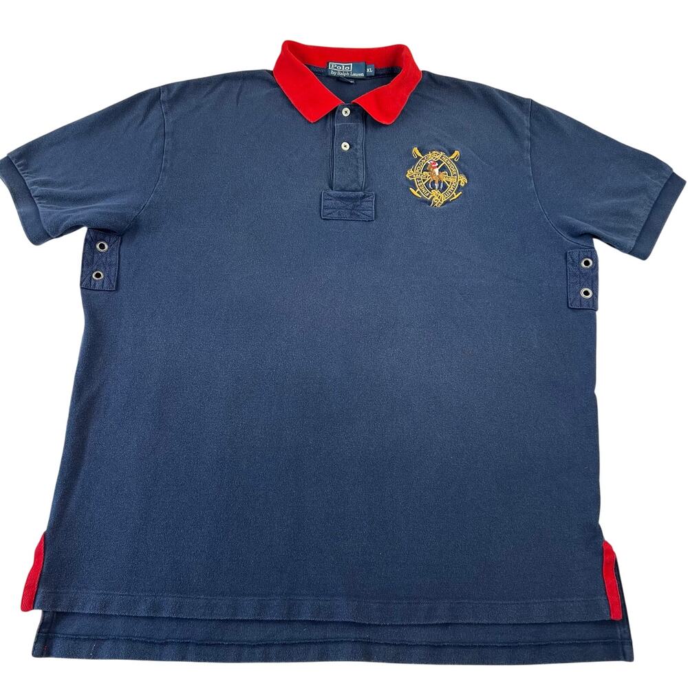 Polo Ralph Lauren New York Embroidered Logo Vintage men's Shirt Navy Blue XL
